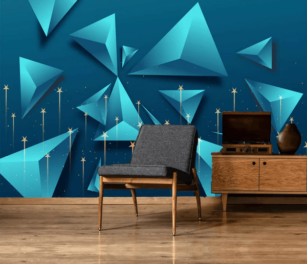 3D Blue Geometric Cones Wall Mural Wallpaper 231- Jess Art Decoration