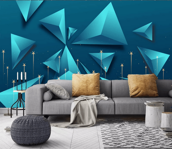 3D Blue Geometric Cones Wall Mural Wallpaper 231- Jess Art Decoration