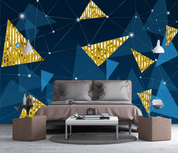 3D Blue Golden Geometric Triangle Wall Mural Wallpaper 179- Jess Art Decoration