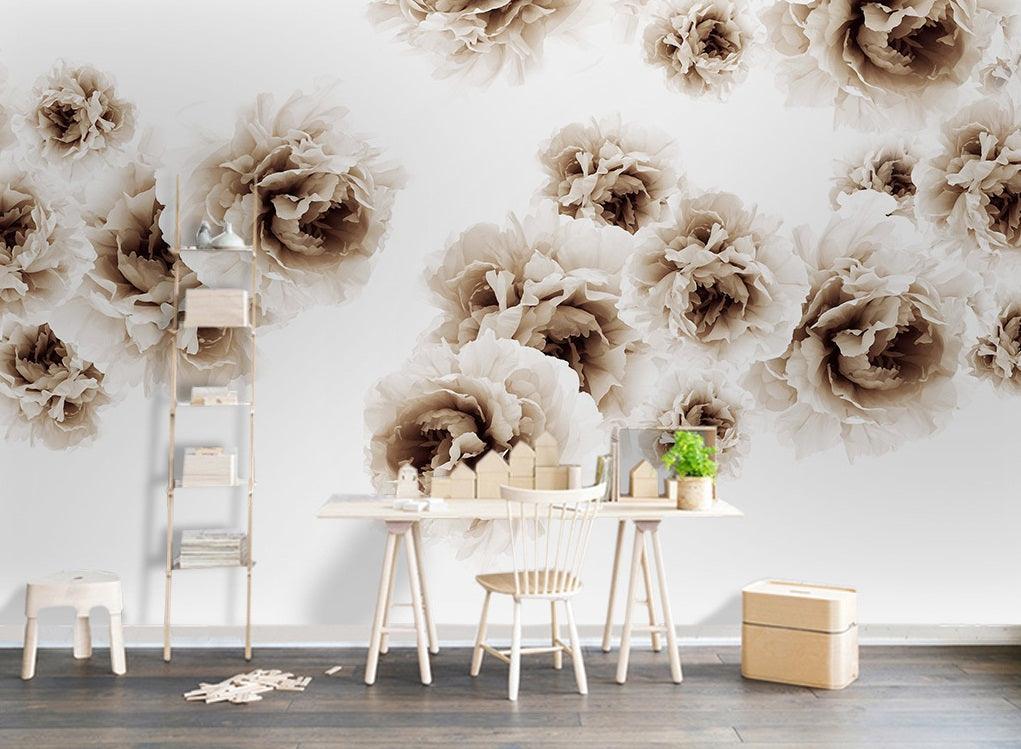 3D black white flowers watercolor wall mural wallpaper 86- Jess Art Decoration
