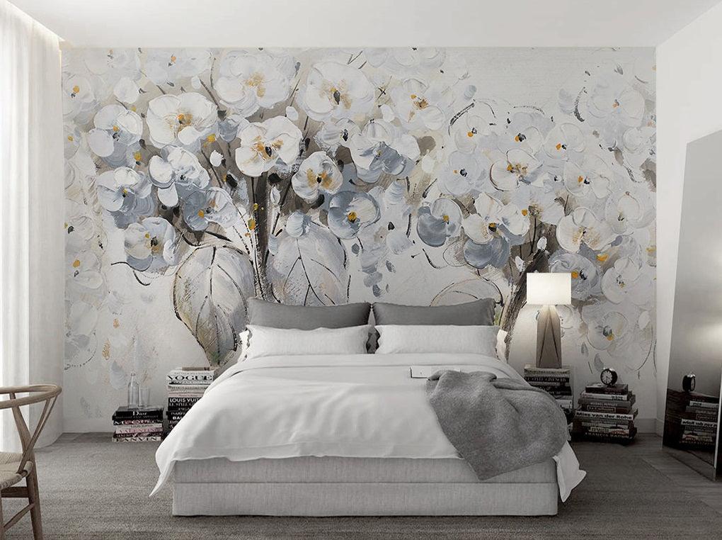 3D black white flowers watercolor wall mural wallpaper 52- Jess Art Decoration