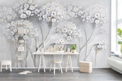3D black white flowers forest watercolor wall mural wallpaper 54- Jess Art Decoration