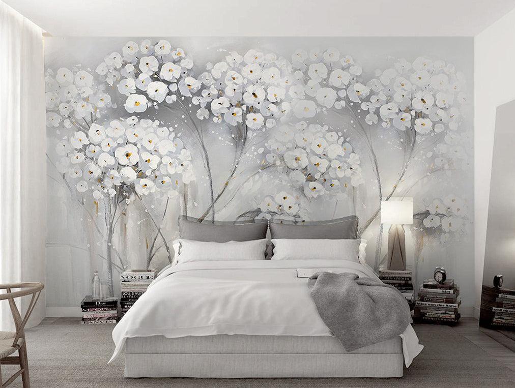 3D black white flowers forest watercolor wall mural wallpaper 54- Jess Art Decoration