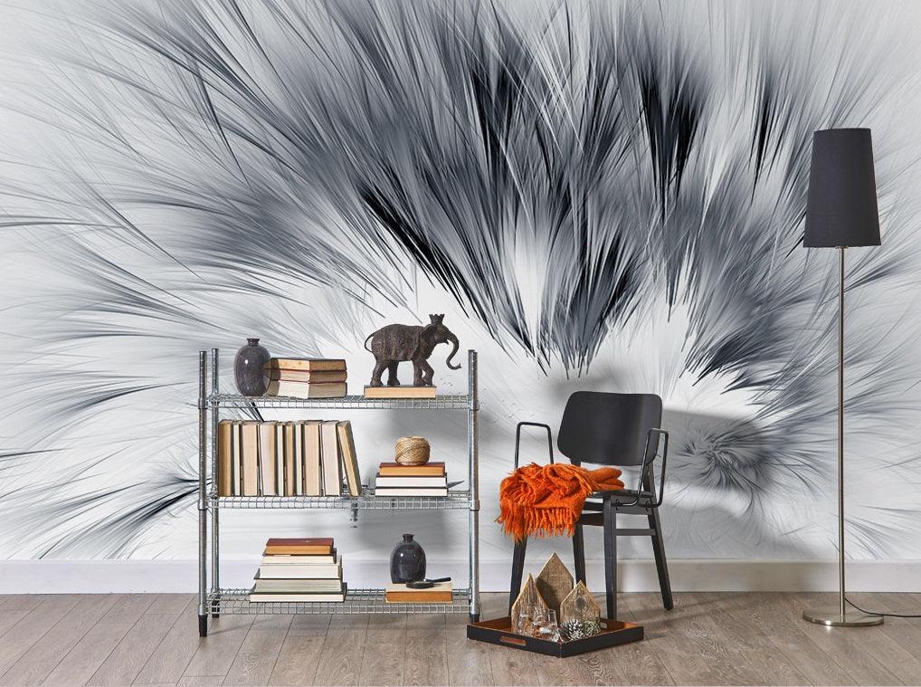 3D black white feather pattern watercolor wall mural wallpaper 83- Jess Art Decoration