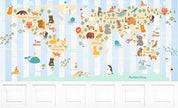 3D color cartoon world map wall mural wallpaper 248- Jess Art Decoration
