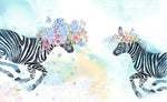 3D zebra colorful flowers watercolors wall mural wallpaper 233- Jess Art Decoration