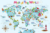 3D color cartoon world map wall mural wallpaper 173- Jess Art Decoration