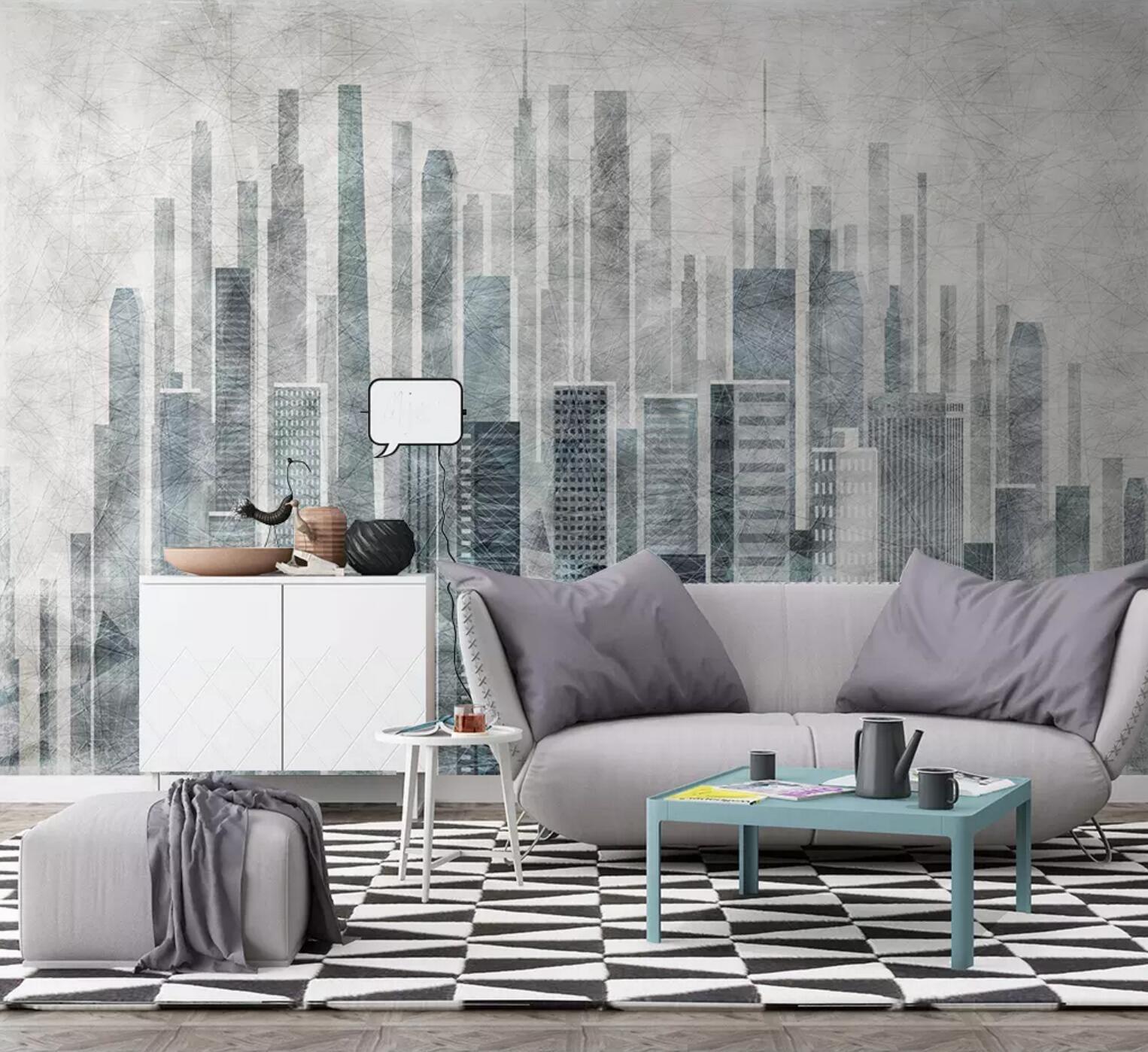 3D black white city abstract wall mural wallpaper 386- Jess Art Decoration