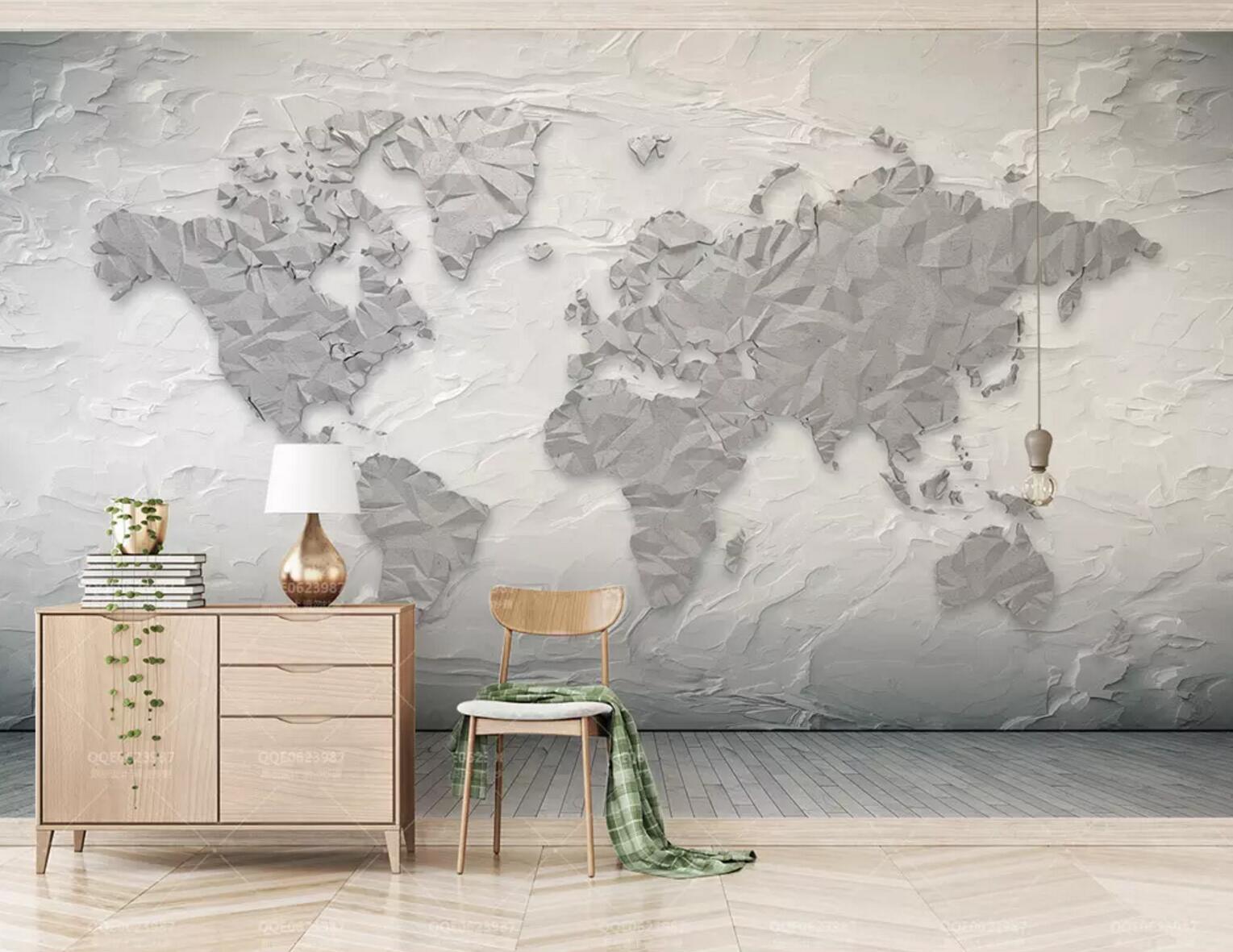 3D world map relief effect wall mural wallpaper 18- Jess Art Decoration