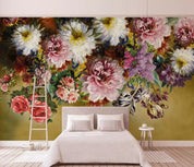 3D Colorful Flowers Watercolor Background Wall Mural Wallpaper 259- Jess Art Decoration