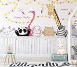 3D color cartoon animals background wall mural wallpaper 463- Jess Art Decoration