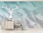 3D blue space geometry caribou head wall mural wallpaper 126- Jess Art Decoration