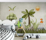 3D color cartoon tropical plant dinosaur wall mural wallpaper 384- Jess Art Decoration