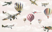 3D color cartoon hot air balloon wall mural wallpaper 465- Jess Art Decoration