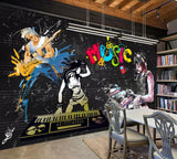 3D colorful graffiti characters music wall mural wallpaper 38- Jess Art Decoration