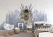 3D caribou head cartoon background wall mural wallpaper 129- Jess Art Decoration
