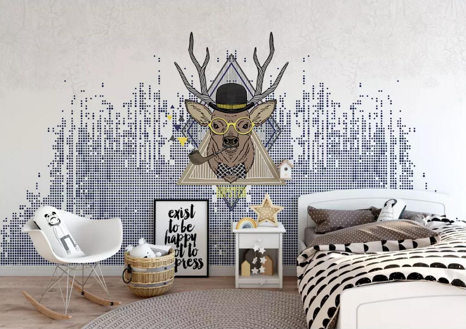 3D caribou head cartoon background wall mural wallpaper 129- Jess Art Decoration