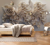 3D Embossed Gypsum Floral Butterfly Wall Mural 241- Jess Art Decoration