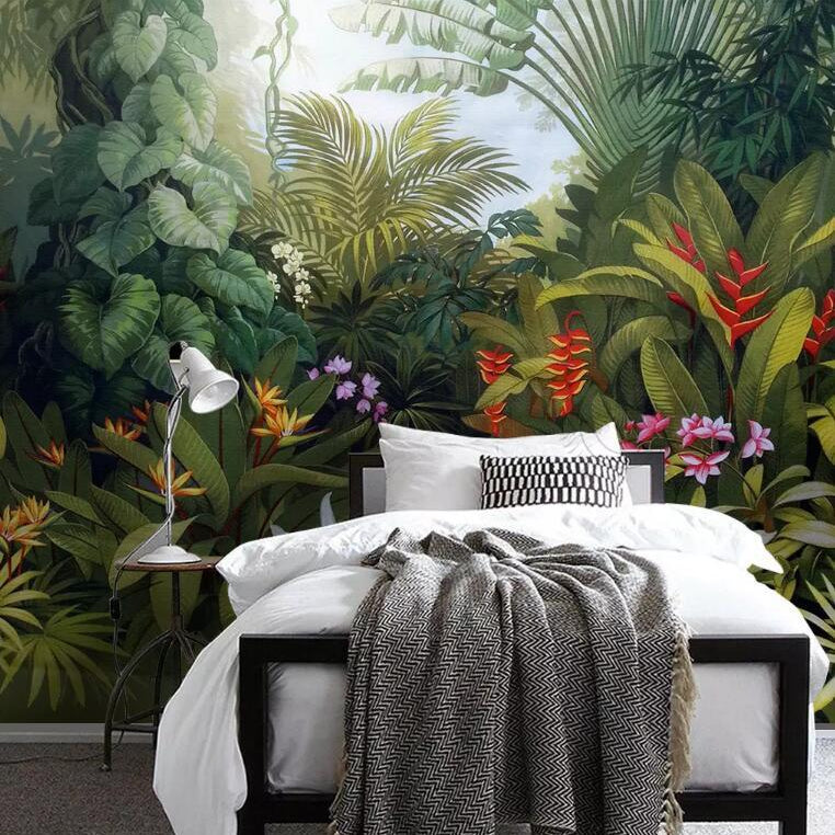 3D tropical plants flower background wall mural wallpaper 26- Jess Art Decoration