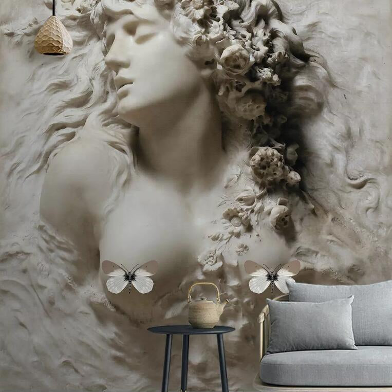 3D black white portrait relief effect wall mural wallpaper 37- Jess Art Decoration