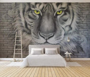 3D black white tiger head wall mural wallpaper 227- Jess Art Decoration