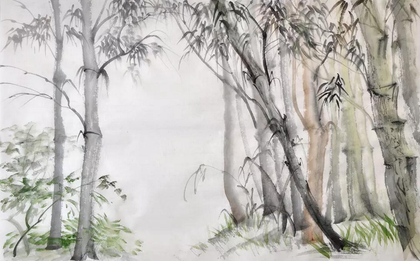 3D bamboo watercolor background wall mural wallpaper 10- Jess Art Decoration