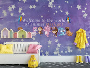 3D color cartoon animals wall mural wallpaper 470- Jess Art Decoration