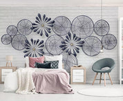3D black white geometry ring wall mural wallpaper 448- Jess Art Decoration