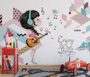 3D color cartoon music background wall mural wallpaper 357- Jess Art Decoration