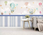 3D cartoon animals hot air balloon wall mural wallpaper 474- Jess Art Decoration