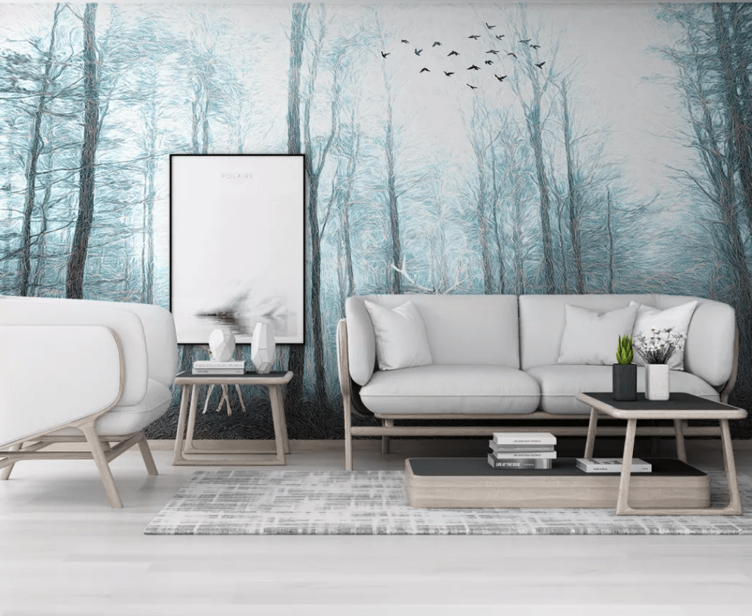 3D Mysterious Misty Forest Deer Wall Mural Removable 101- Jess Art Decoration