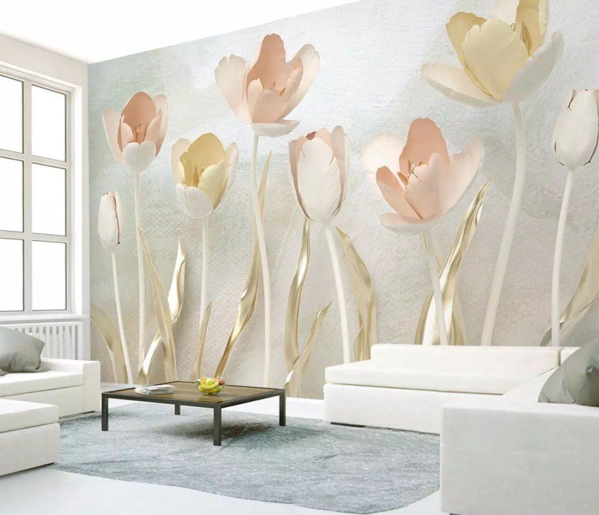 3D Warm Simple Ceramic Floral Wall Mural Removable 107- Jess Art Decoration