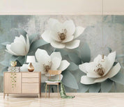 3D White Retro Floral Wall Mural Removable 188- Jess Art Decoration