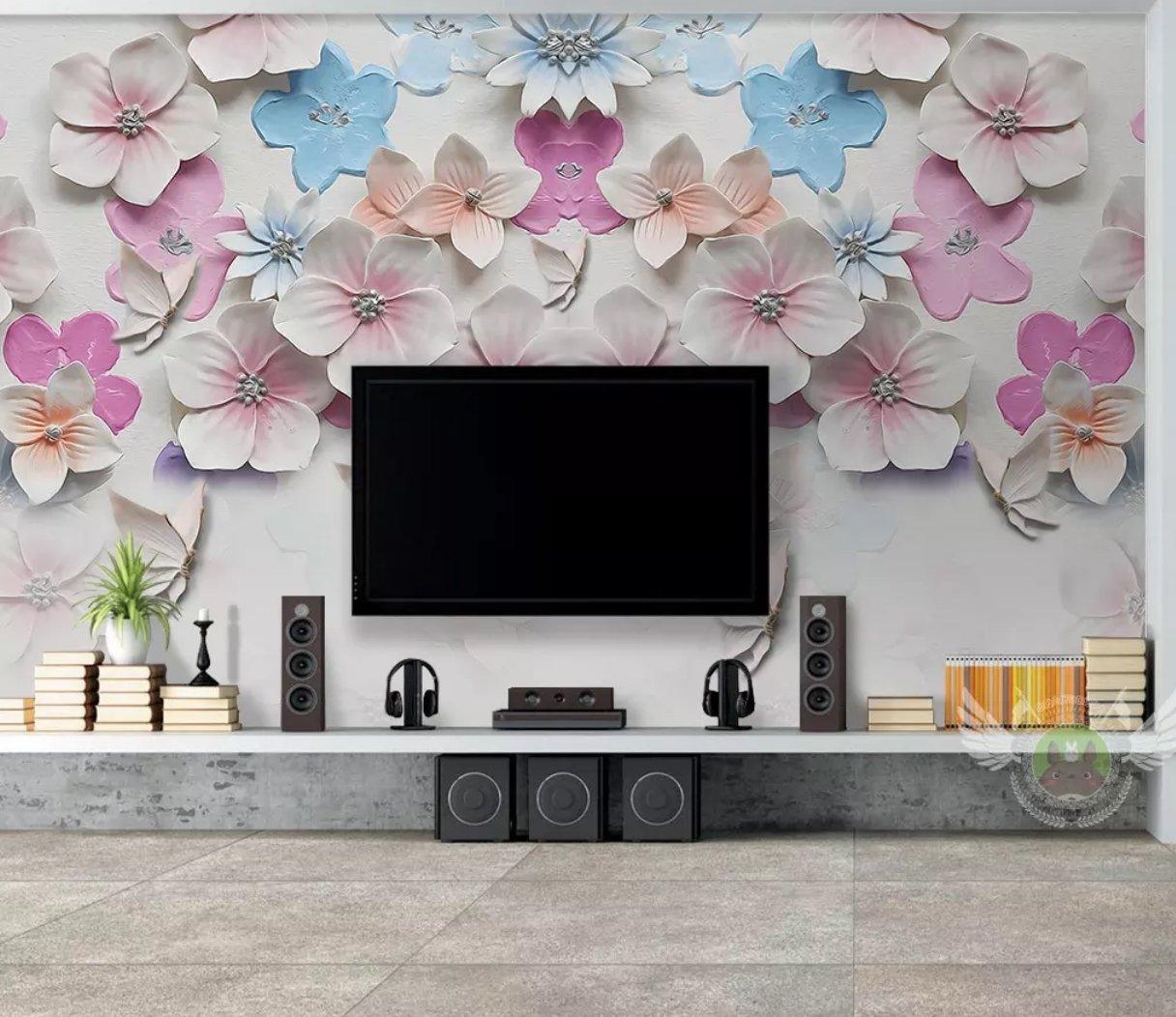 3D Ceramic Colorful Partysu Floral Wall Mural Removable 133- Jess Art Decoration