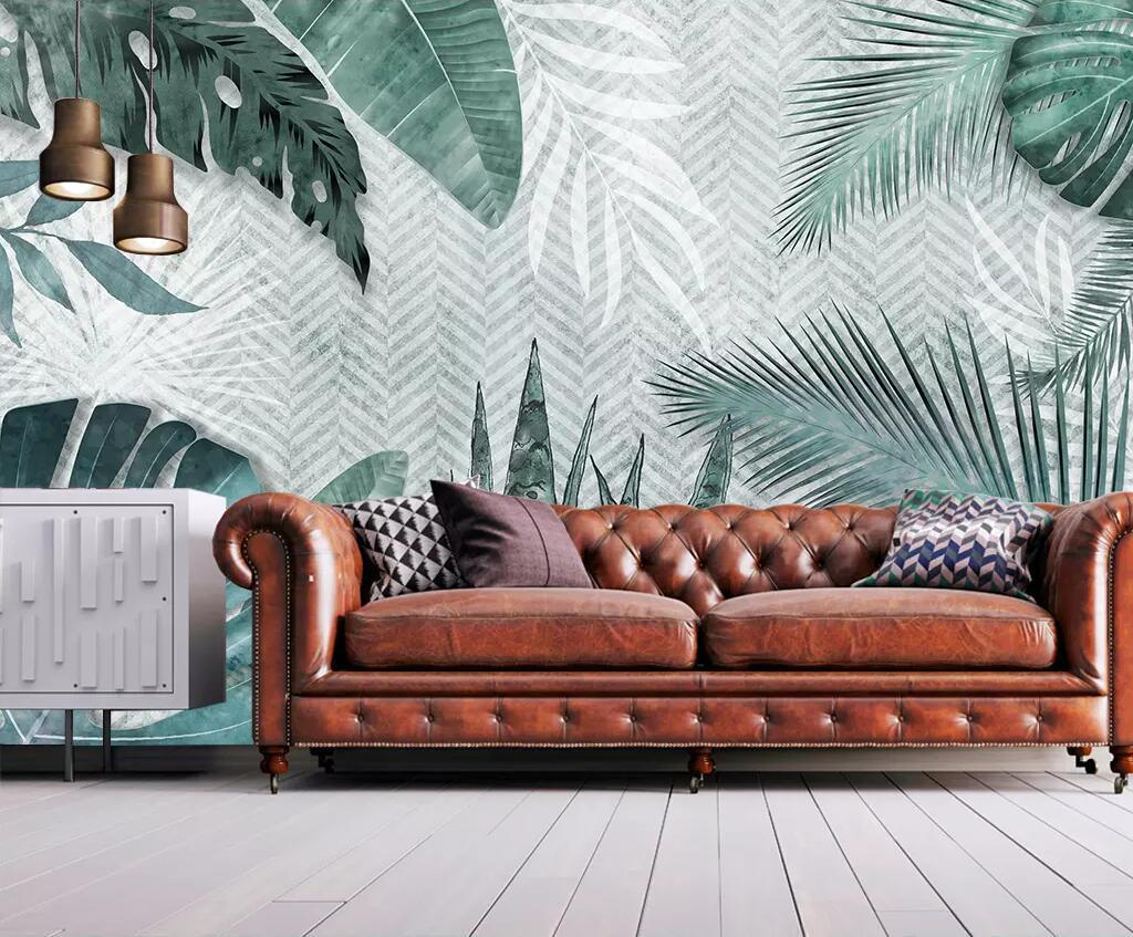 3D Modern Tropical Leaves Wall Mural Removable 167- Jess Art Decoration