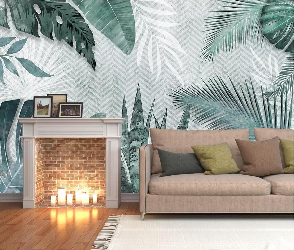 3D Modern Tropical Leaves Wall Mural Removable 167- Jess Art Decoration