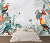 3D Retro Tropical Leaves Parrot Wall Mural Removable 108- Jess Art Decoration