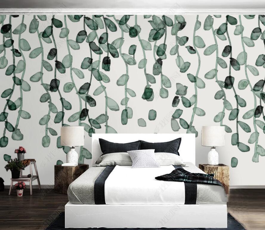 3D Watercolor Simple Leaves Wall Mural Removable 168- Jess Art Decoration