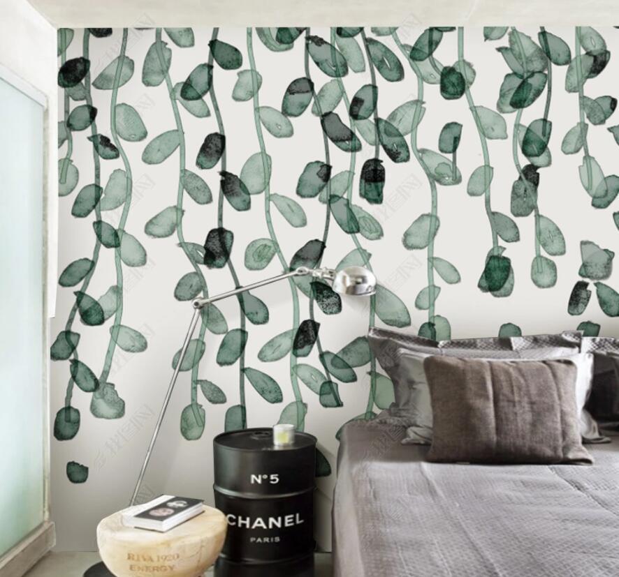 3D Watercolor Simple Leaves Wall Mural Removable 168- Jess Art Decoration