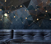 3D Dark Geometric Golden Lines  Wall Mural Removable 163- Jess Art Decoration