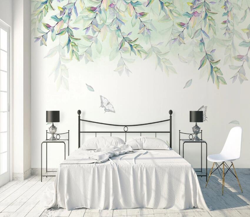 3D Watercolor Leaves Wall Mural Removable Wallpaper 170- Jess Art Decoration