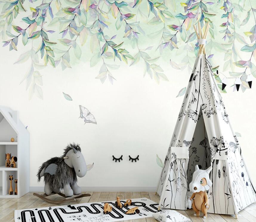 3D Watercolor Leaves Wall Mural Removable Wallpaper 170- Jess Art Decoration