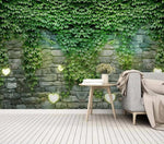 3D Green Ivy Stone Wall Wall Mural Removable 171- Jess Art Decoration