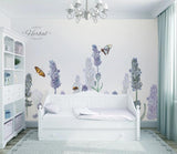 3D Dreamlike Lavender Butterfly Wall Mural Removable 130- Jess Art Decoration