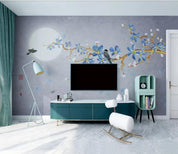 3D Blossom Branch Bird Moon Wall Mural Wallpaper 2598- Jess Art Decoration