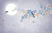 3D Blossom Branch Bird Moon Wall Mural Wallpaper 2598- Jess Art Decoration