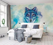 3D Blue Watercolor Wolf Wall Mural Wallpaper 1933- Jess Art Decoration
