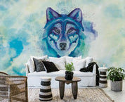 3D Blue Watercolor Wolf Wall Mural Wallpaper 1933- Jess Art Decoration