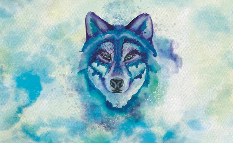 3D Blue Watercolor Wolf Wall Mural Wallpaper 1933- Jess Art Decoration