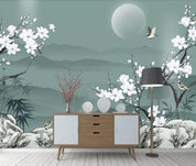 3D Mountains Blossom Bird Wall Mural Wallpaper 1445- Jess Art Decoration